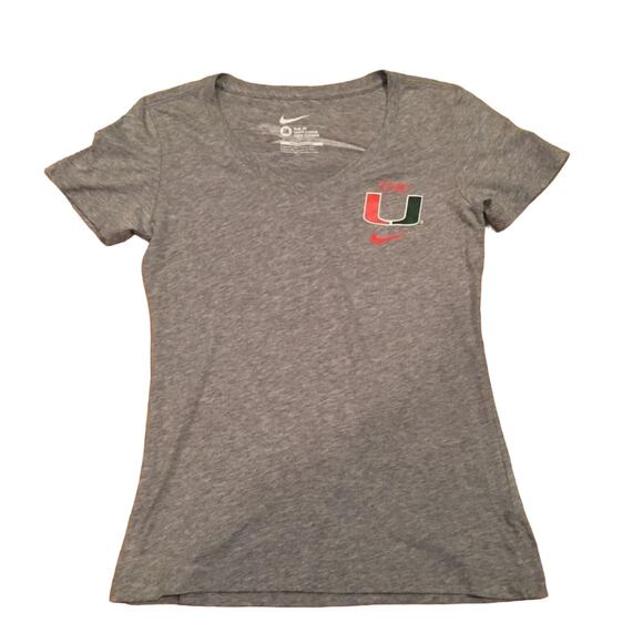 Nike University of Miami Women's MD V-neck School Spirit T-shirt - Picture 1 of 4